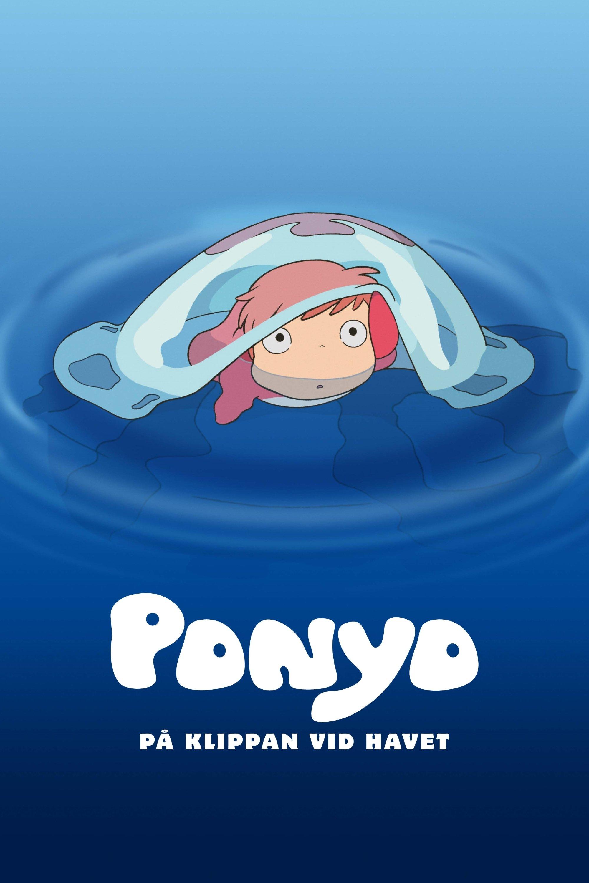 Ponyo på klippan vid havet poster